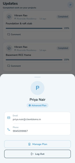 Client profile showing the Advanced plan badge
