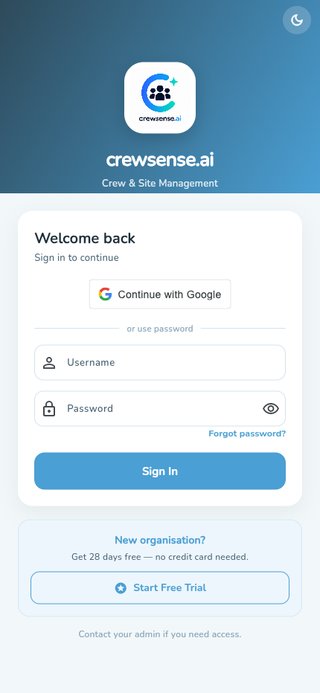 Login screen with Google sign-in and password fields