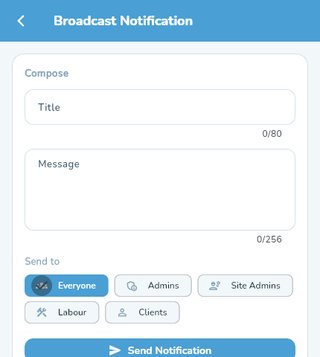 Composing a broadcast notification to the team