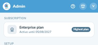Current plan and validity shown in the Manage hub