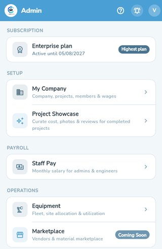 The Manage hub — Marketplace is marked Coming Soon